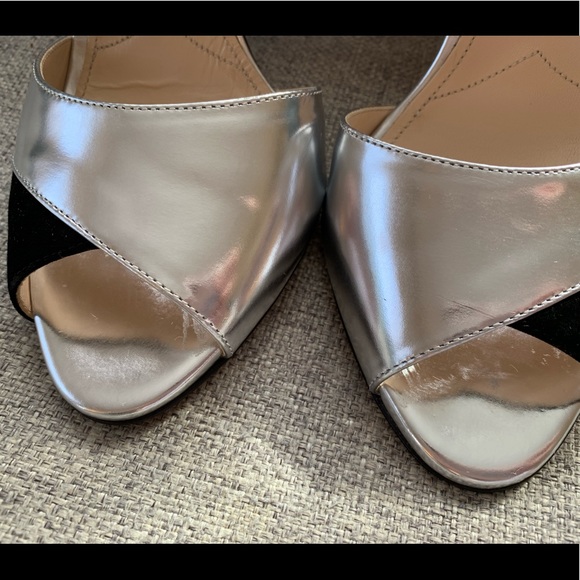 Prada Suede & Metallic Leather Ankle Strap Sandals - Picture 4 of 8